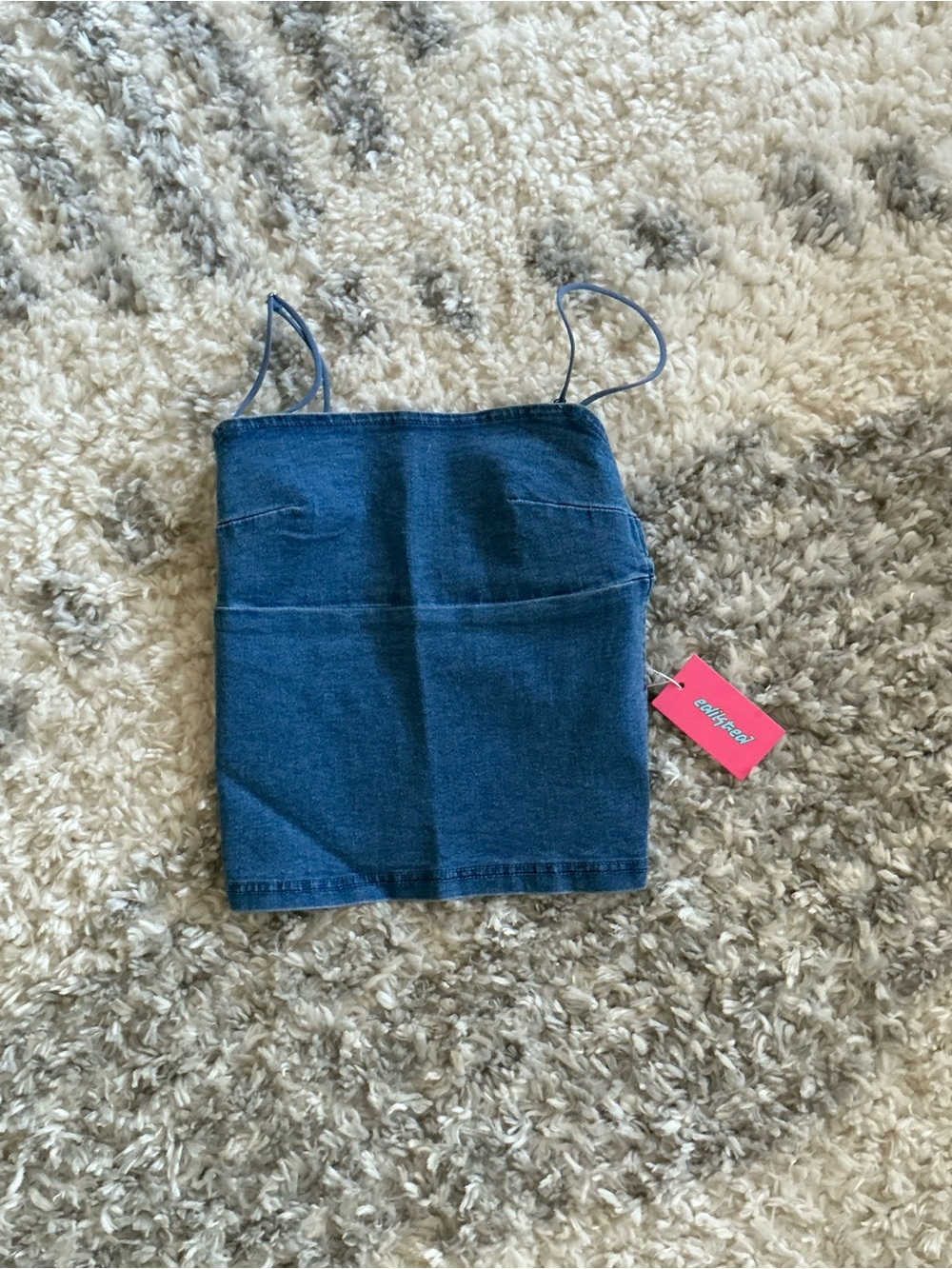 Edikted Dark Blue Denim Tank Top